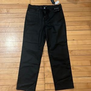 Coated black straight high rise ankle pants- 28s
